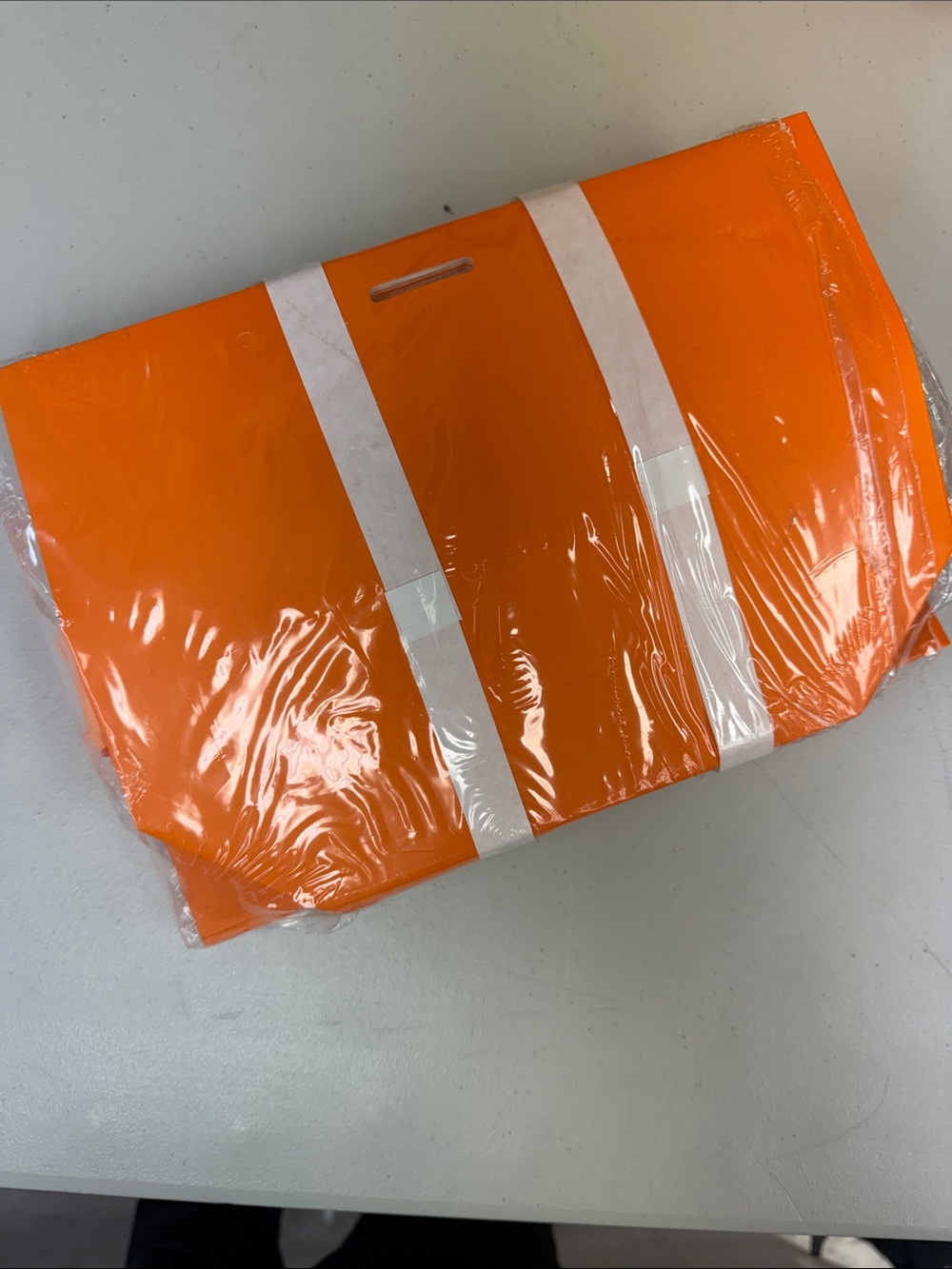 Orange Party Tote Bag Bright Orange Reusable Gift Bags with handles 12pk 7 inch